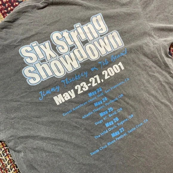 VTG 2001 AUTOGRAPHED Six String Showdown Jimmy Thackery Tab Benoit Tour TShirt L - Picture 4 of 6